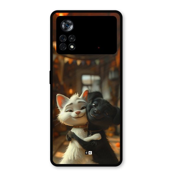 Cute Cat Dog Metal Back Case for Poco X4 Pro 5G