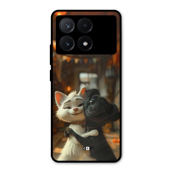 Cute Cat Dog Metal Back Case for Poco X6 Pro