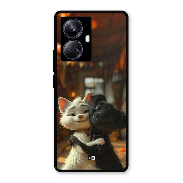 Cute Cat Dog Metal Back Case for Realme 10 Pro Plus