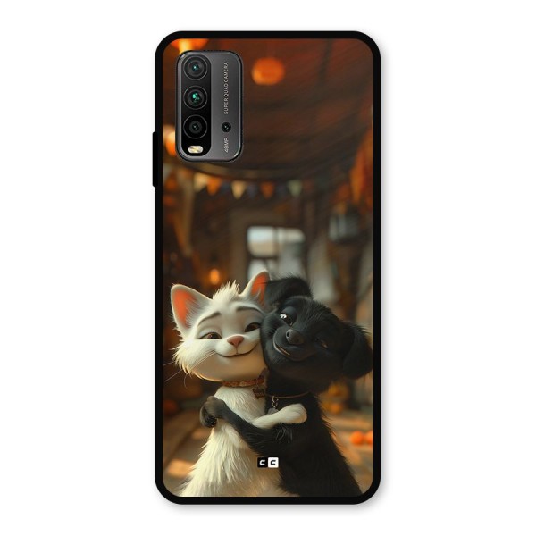 Cute Cat Dog Metal Back Case for Redmi 9 Power
