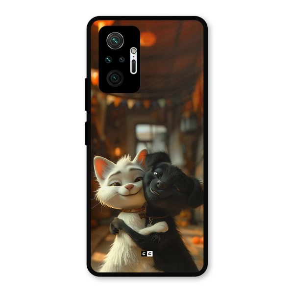 Cute Cat Dog Metal Back Case for Redmi Note 10 Pro Max