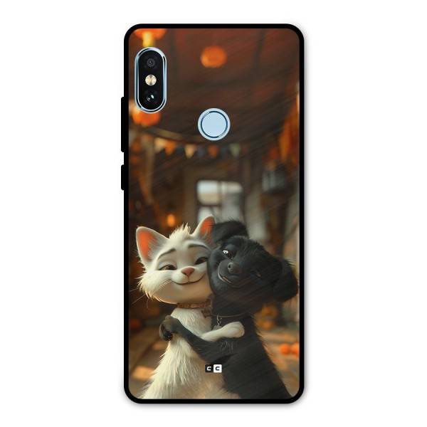 Cute Cat Dog Metal Back Case for Redmi Note 5 Pro