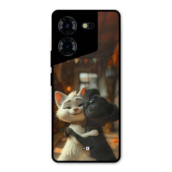 Cute Cat Dog Metal Back Case for Tecno Pova 5 Pro 5G