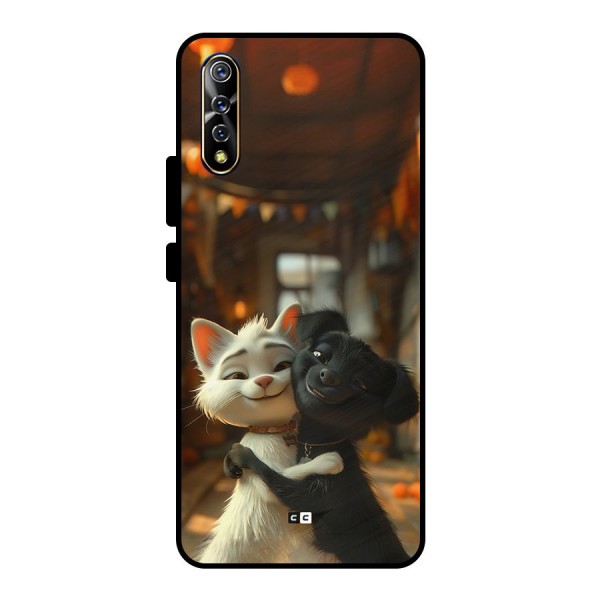 Cute Cat Dog Metal Back Case for Vivo S1