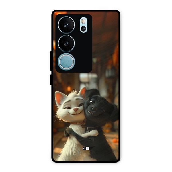 Cute Cat Dog Metal Back Case for Vivo V29