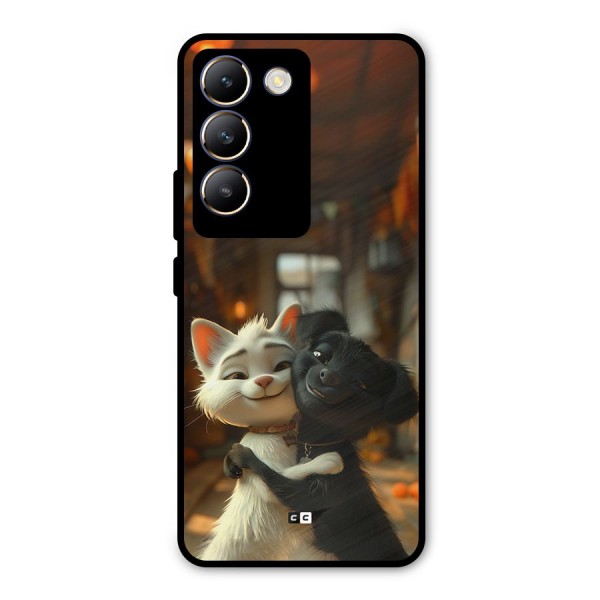 Cute Cat Dog Metal Back Case for Vivo Y200e