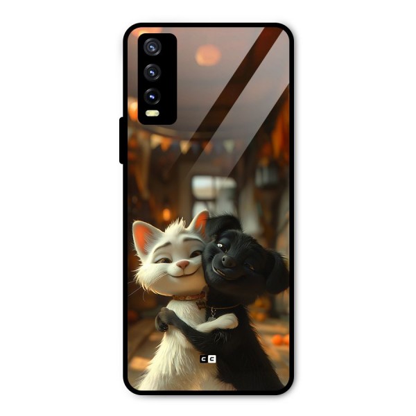 Cute Cat Dog Metal Back Case for Vivo Y20i