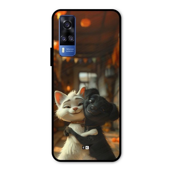 Cute Cat Dog Metal Back Case for Vivo Y51A