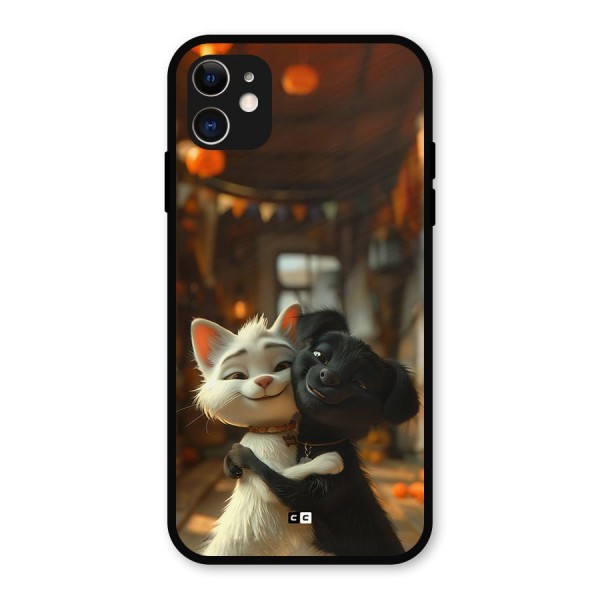 Cute Cat Dog Metal Back Case for iPhone 11