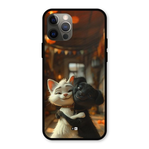Cute Cat Dog Metal Back Case for iPhone 12 Pro