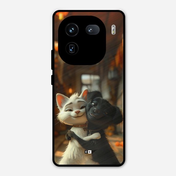 Cute Cat Dog Metal Back Case for iQOO 12