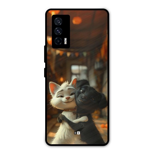 Cute Cat Dog Metal Back Case for iQOO 7 5G