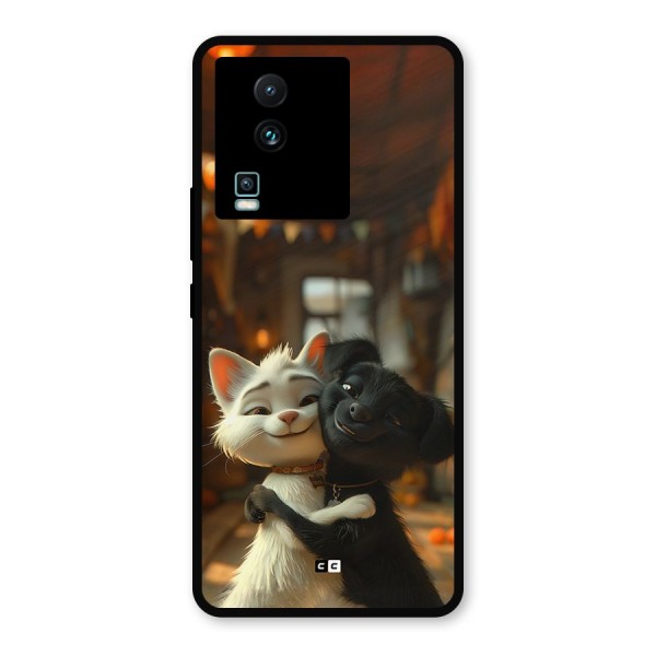 Cute Cat Dog Metal Back Case for iQOO Neo 7 Pro
