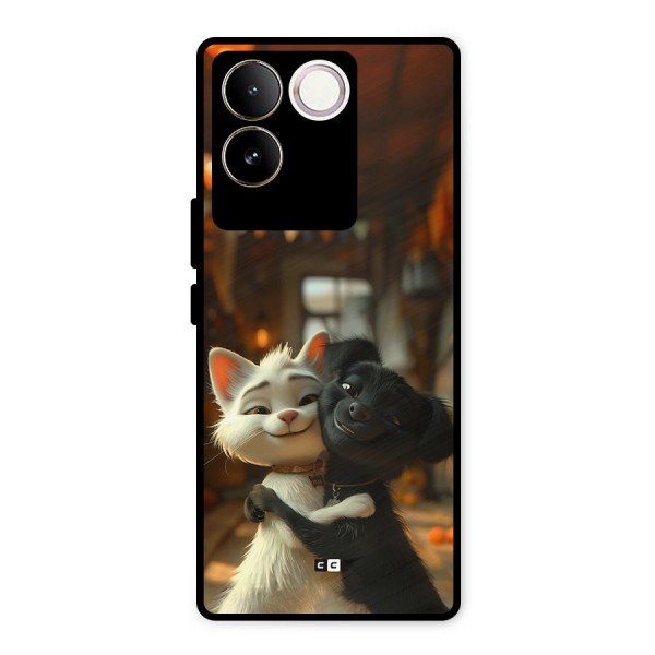 Cute Cat Dog Metal Back Case for iQOO Z7 Pro