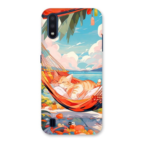 Cute Cat On Beach Back Case for Galaxy M01