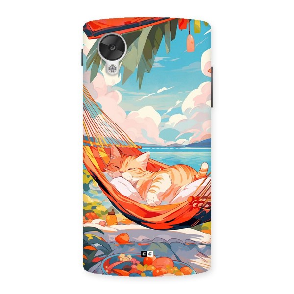 Cute Cat On Beach Back Case for Google Nexus 5