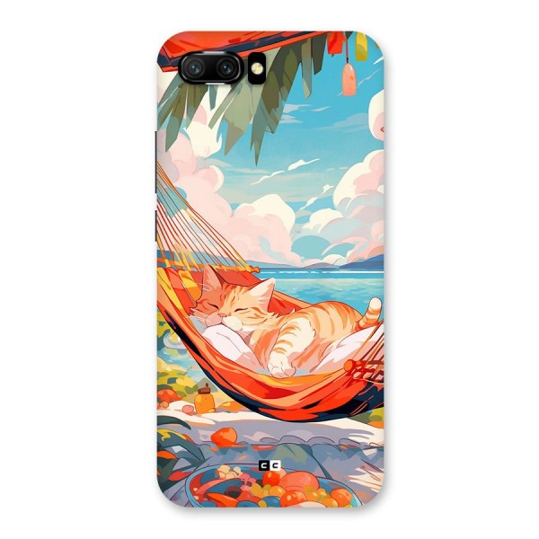 Cute Cat On Beach Back Case for Honor 10