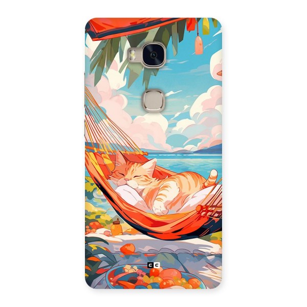 Cute Cat On Beach Back Case for Honor 5X