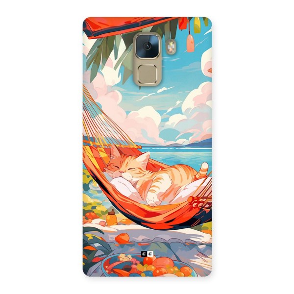Cute Cat On Beach Back Case for Honor 7