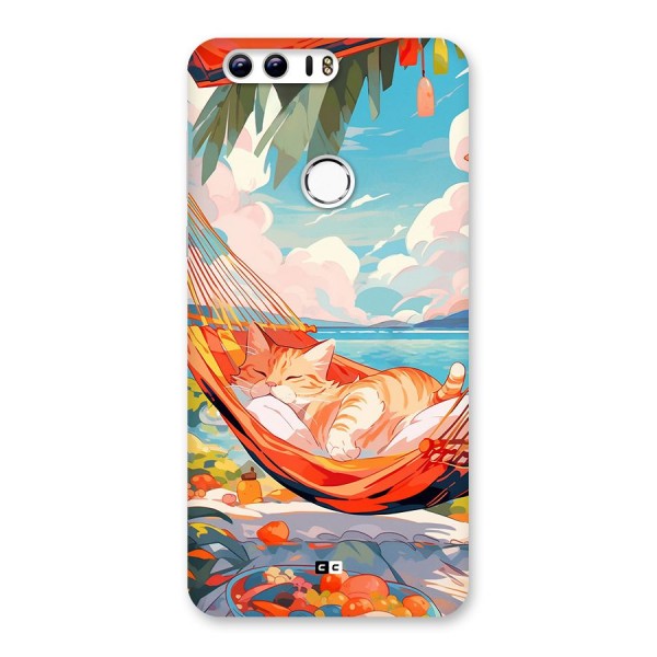 Cute Cat On Beach Back Case for Honor 8
