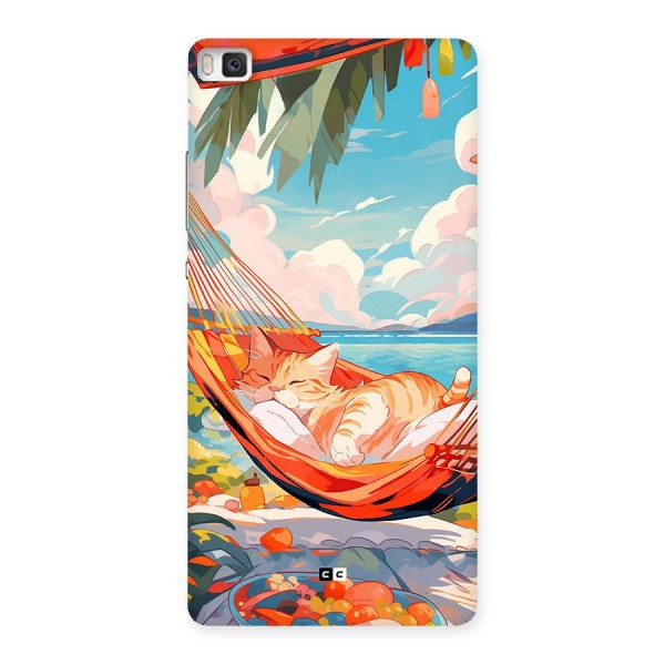 Cute Cat On Beach Back Case for Huawei P8