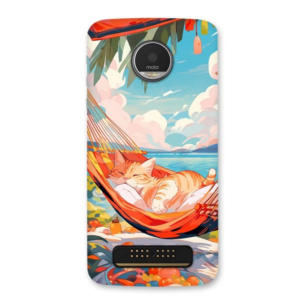 Cute Cat On Beach Back Case for Moto Z Play