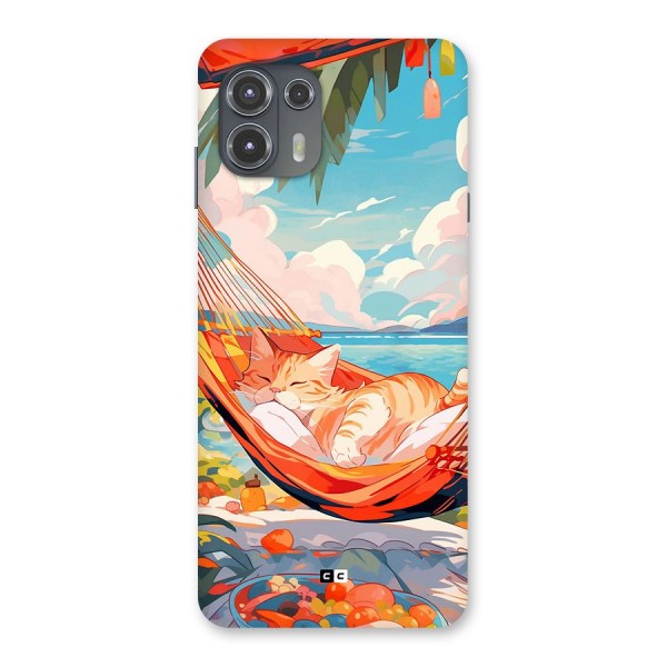 Cute Cat On Beach Back Case for Motorola Edge 20 Fusion