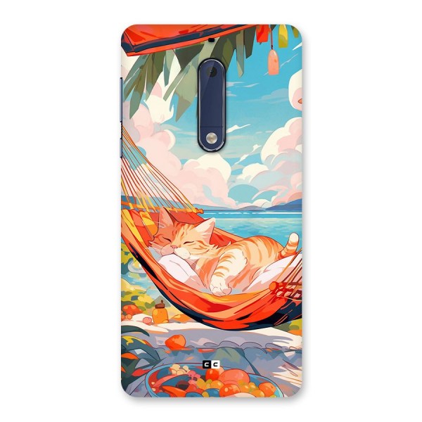 Cute Cat On Beach Back Case for Nokia 5