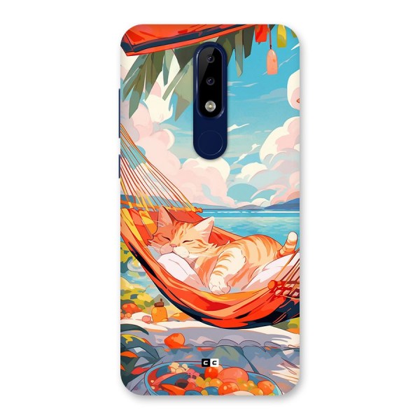Cute Cat On Beach Back Case for Nokia 5.1 Plus