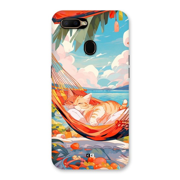 Cute Cat On Beach Back Case for Oppo A5s