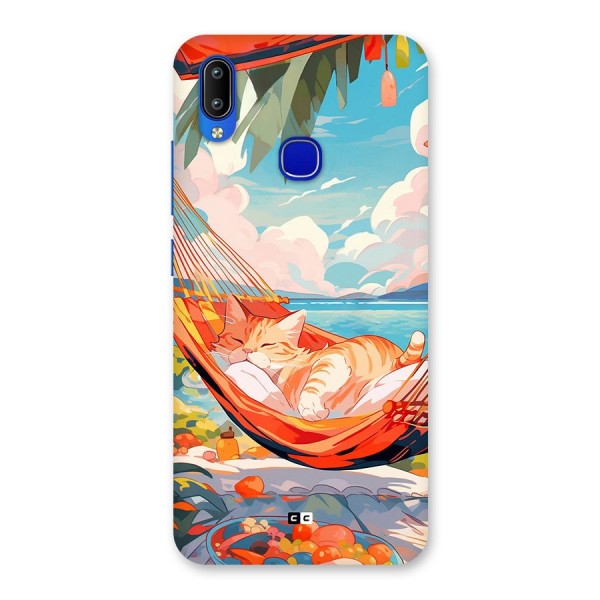 Cute Cat On Beach Back Case for Vivo Y91