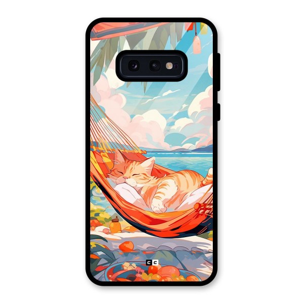 Cute Cat On Beach Glass Back Case for Galaxy S10e