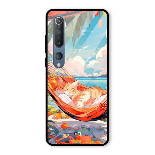 Cute Cat On Beach Glass Back Case for Mi 10