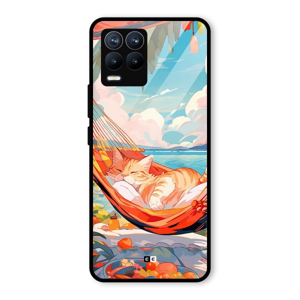Cute Cat On Beach Glass Back Case for Realme 8 Pro