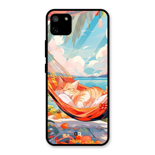 Cute Cat On Beach Glass Back Case for Realme C11