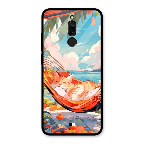 Cute Cat On Beach Glass Back Case for Redmi 8