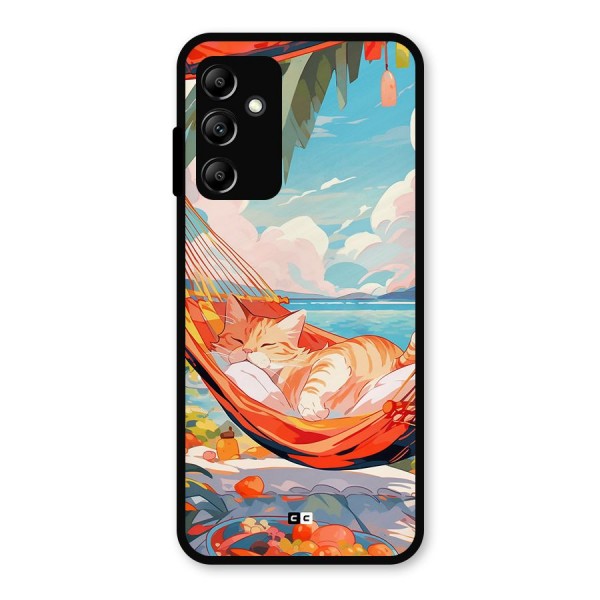 Cute Cat On Beach Metal Back Case for Galaxy A14 5G