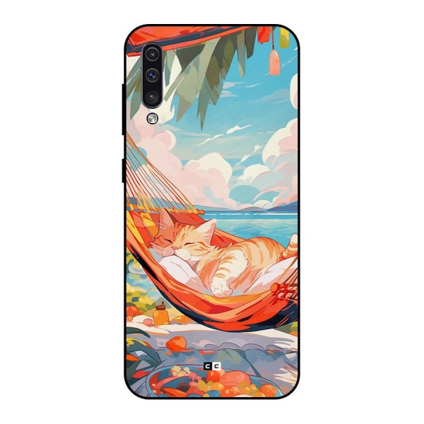 Cute Cat On Beach Metal Back Case for Galaxy A30s