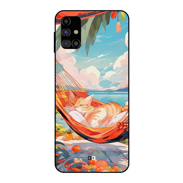 Cute Cat On Beach Metal Back Case for Galaxy M31s