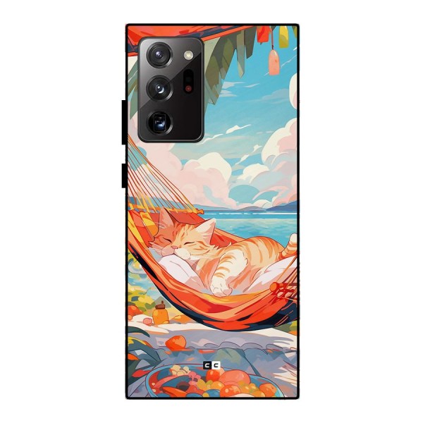 Cute Cat On Beach Metal Back Case for Galaxy Note 20 Ultra