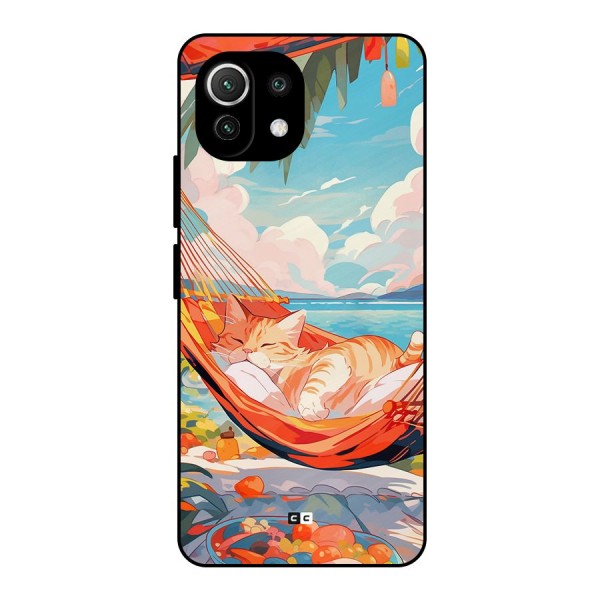 Cute Cat On Beach Metal Back Case for Mi 11 Lite