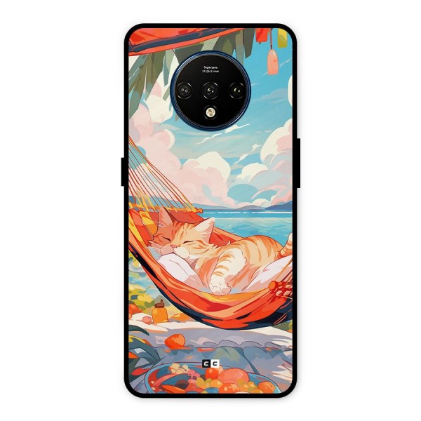 Cute Cat On Beach Metal Back Case for OnePlus 7T
