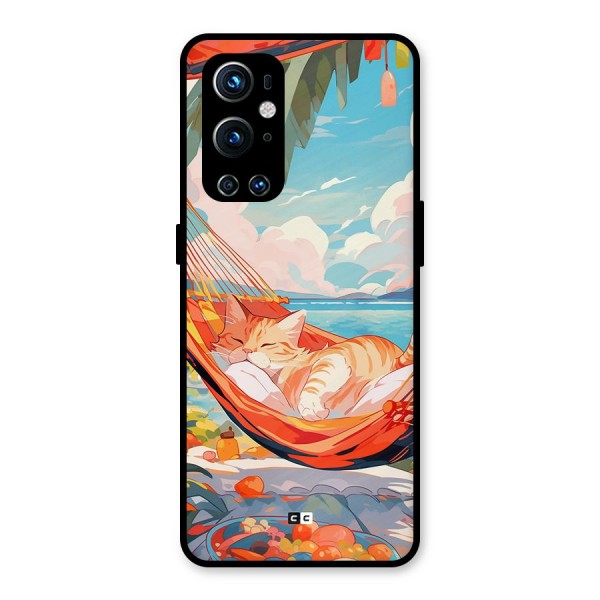 Cute Cat On Beach Metal Back Case for OnePlus 9 Pro