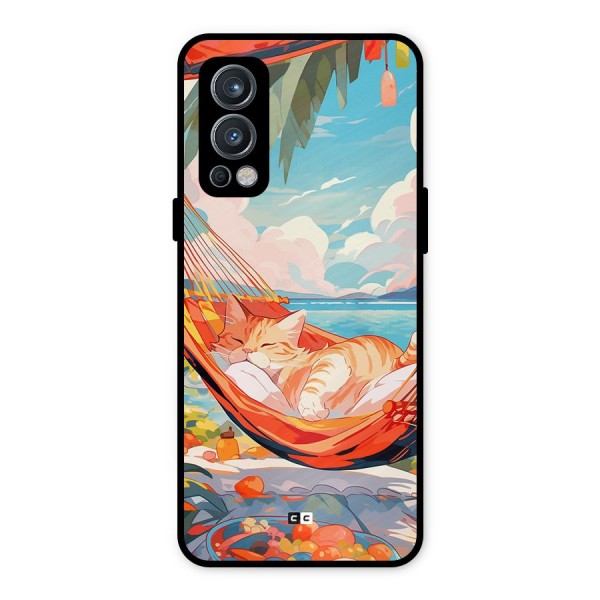 Cute Cat On Beach Metal Back Case for OnePlus Nord 2 5G