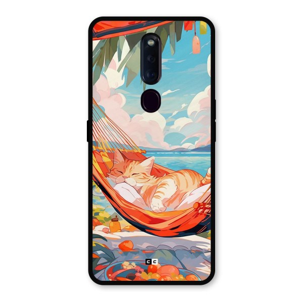 Cute Cat On Beach Metal Back Case for Oppo F11 Pro