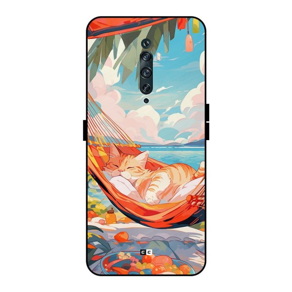Cute Cat On Beach Metal Back Case for Oppo Reno2 F