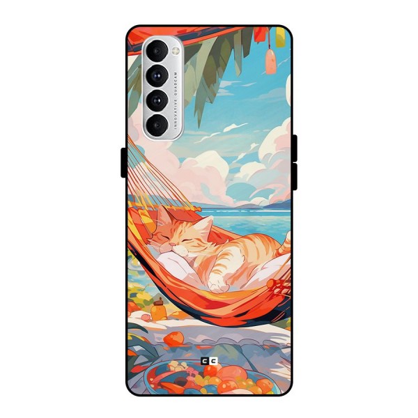 Cute Cat On Beach Metal Back Case for Oppo Reno4 Pro