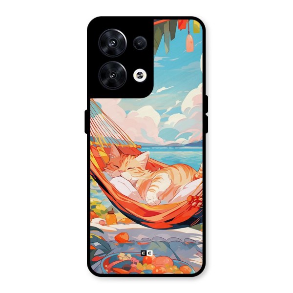 Cute Cat On Beach Metal Back Case for Oppo Reno8 5G