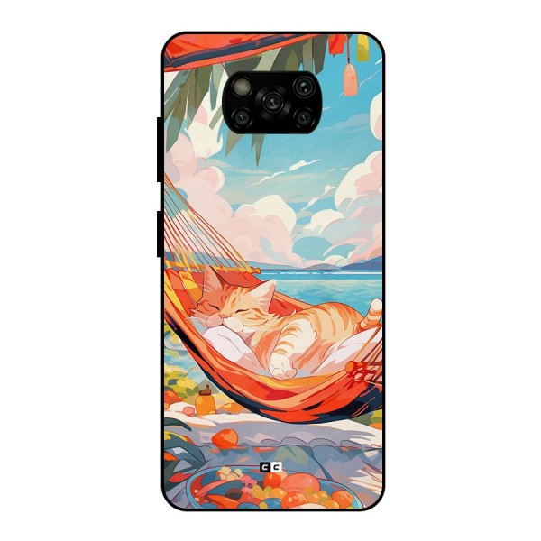 Cute Cat On Beach Metal Back Case for Poco X3
