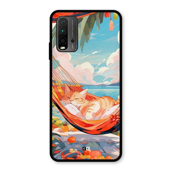 Cute Cat On Beach Metal Back Case for Redmi 9 Power